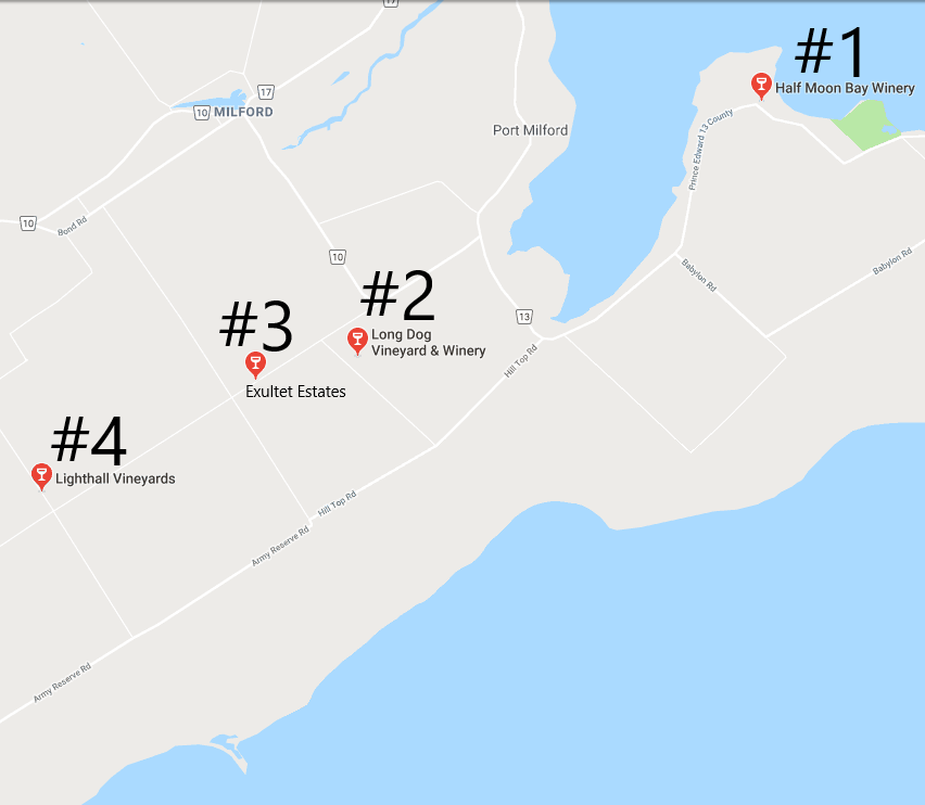 South Prince Edward County Wine Tour Map