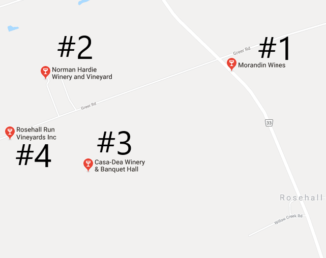 Rosehall Wine Tour Map