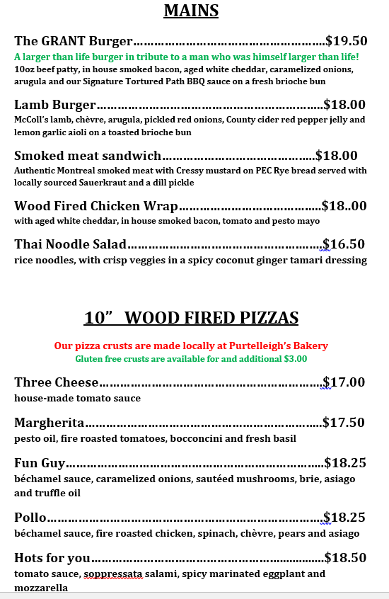 County Cider Company Menu