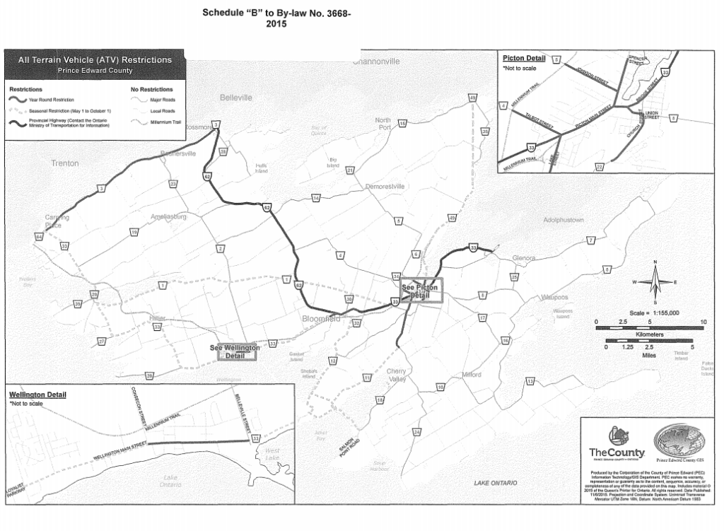 Prince Edward County atv bylaw Map