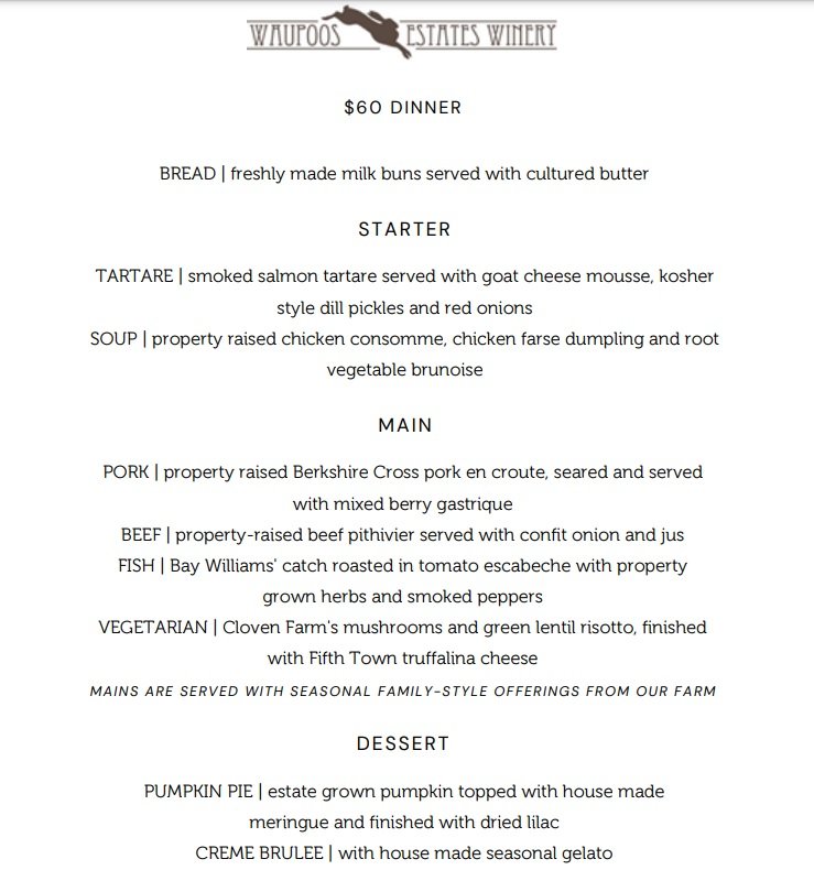 Countylicious Waupoos Winery Menu