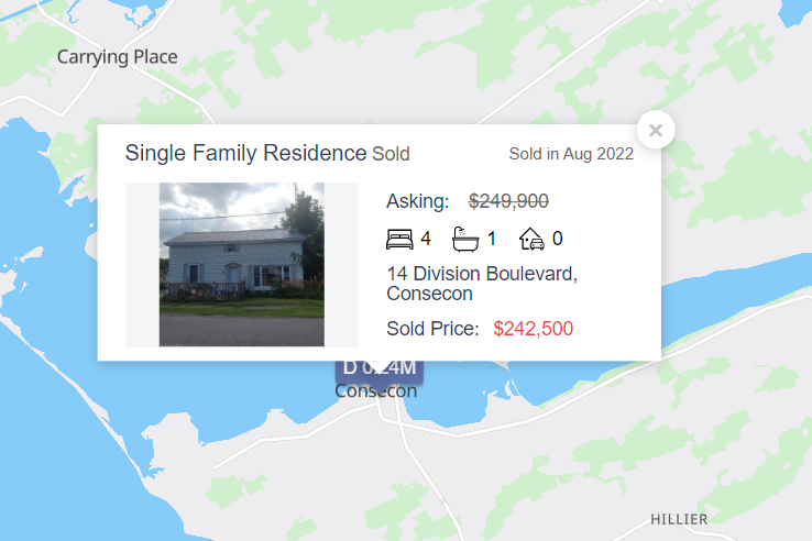 Lowest priced sold home in Picton