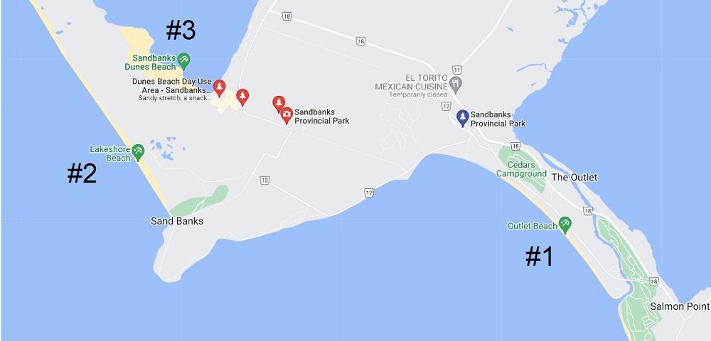 What are the 3 beaches at Sandbanks